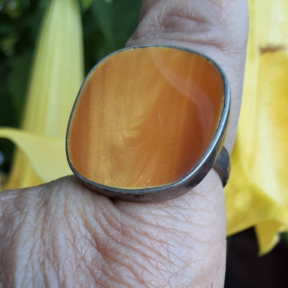 Sterling silver lucite center ring 8.5